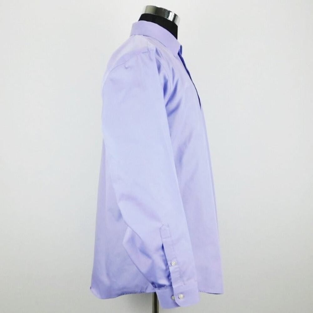 Geoffrey Beene Purple Polyester Blend Long Sleeve Button Mens 17.5 34/35 Shirt - Picture 4 of 6